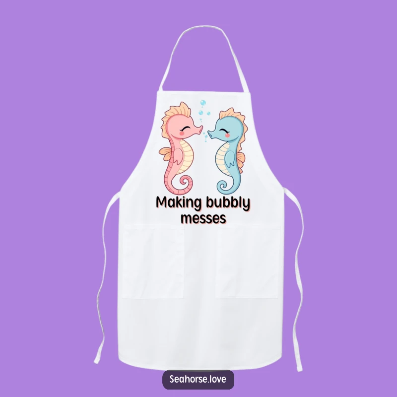 Funny Giggling Seahorse Apron - Playful Bubbles Kitchen Humor Wear