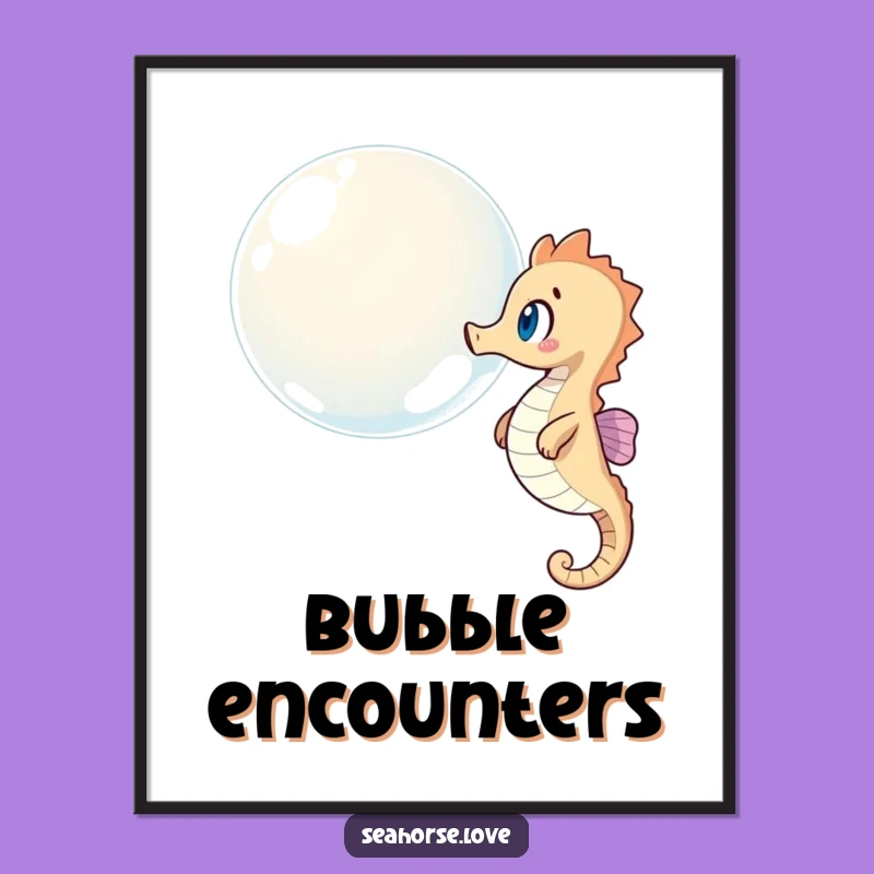 Funny Seahorse Bubble Digital Art: Instant Ocean Wonder!