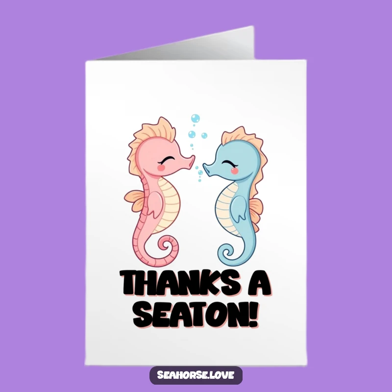 Humorous Free Printable Thank You Card: Seahorse Bubbles, Easy DIY Digital Gift