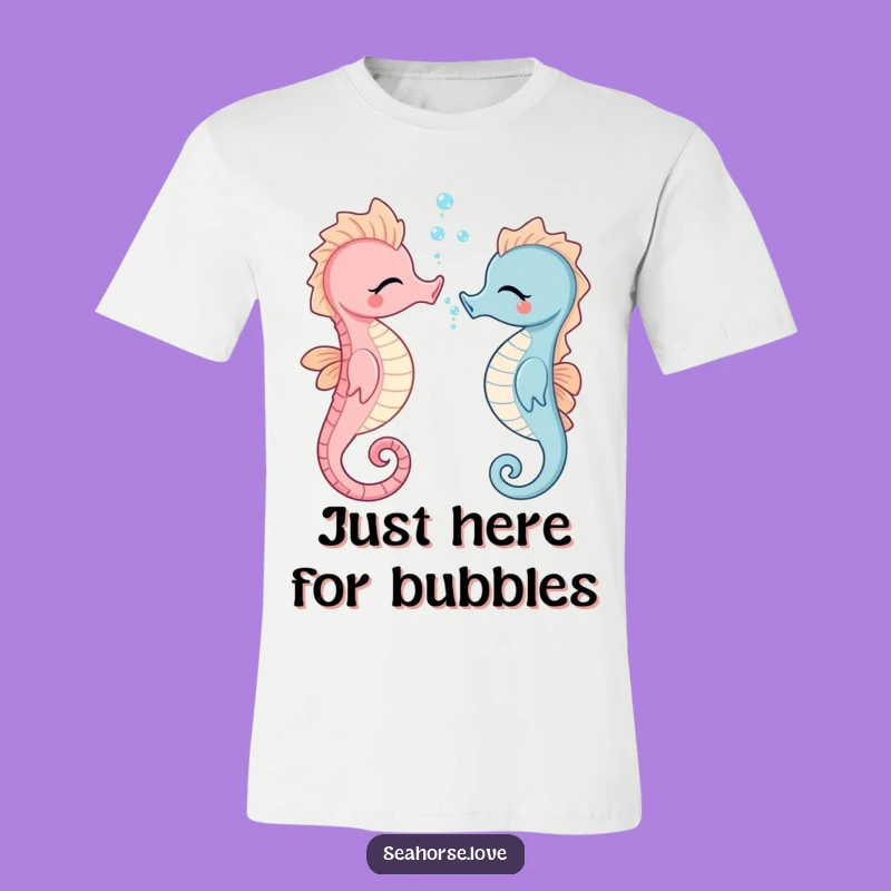 Funny Giggling Seahorse T-Shirt - Playful Ocean Bubbles Comedy Tee